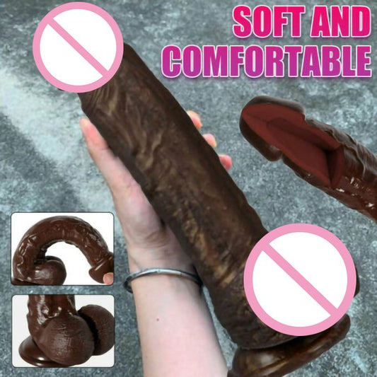 10" Brown Huge Thick Realistic Anal G-spot Dildo