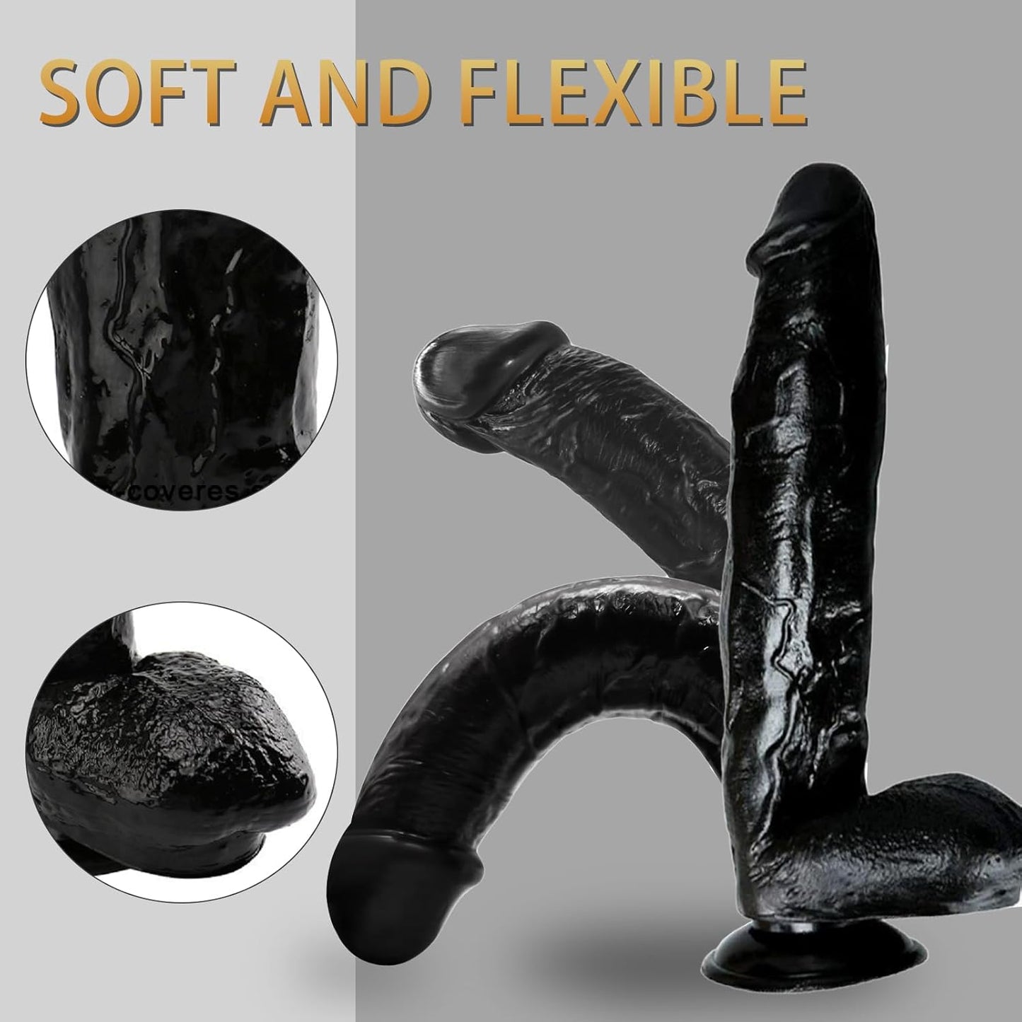 🖤 12-Inch Ultra-Realistic Silicone Dildo | XL Size | Flexible & Body-Safe | Powerful Suction Base | Adult Toy for Advanced Users