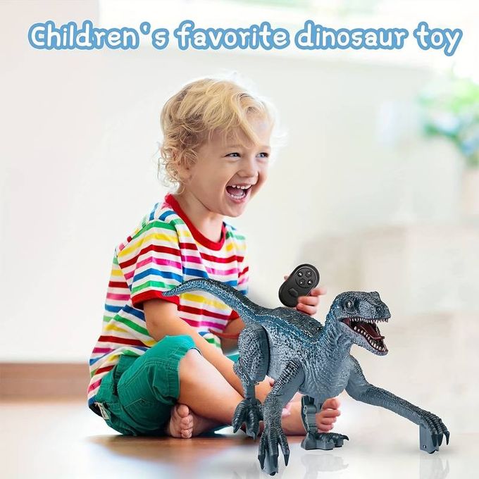 🦖 Remote Control Velociraptor Dinosaur Toy – Realistic Walking, Roaring RC Dino with Lights | Gift for Kids & Collectors