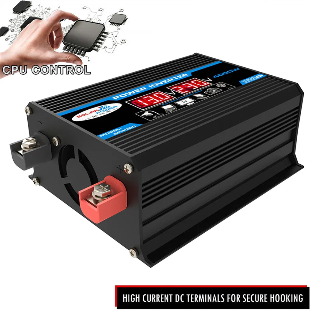 12V to 220V, Solar Charger, Dual USB, Multiple Protection