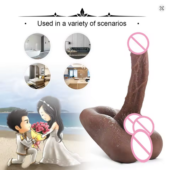 🔥 REALISTIC LIQUID BROWN DILDO WITH BASE