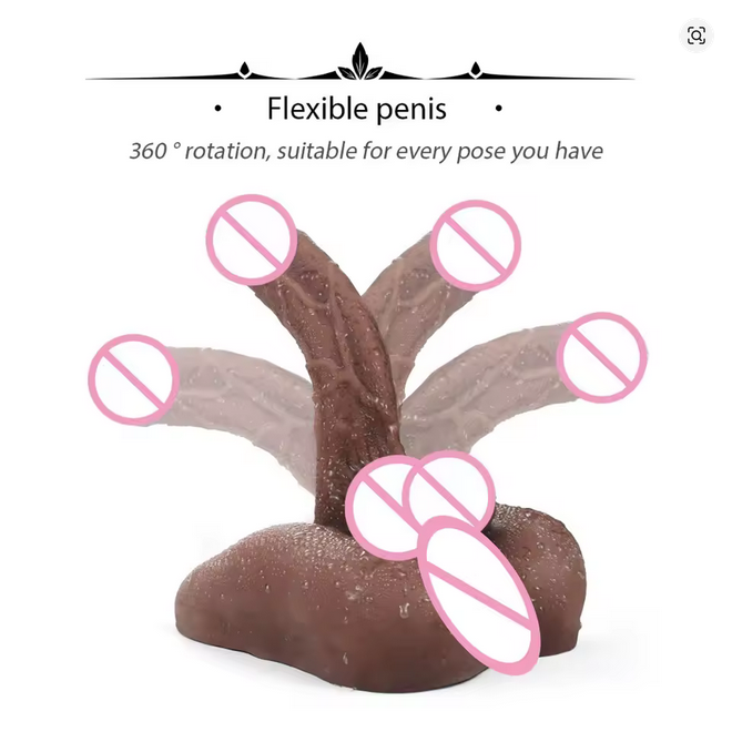 🔥 REALISTIC LIQUID BROWN DILDO WITH BASE