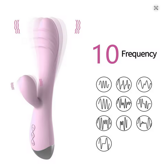 πΈ Rechargeable Bunny Dildo Vibrator | Dual Stimulation Dildo with 10 Vibration Modes | G-Spot + Clitoral Stimulator | Quiet & Waterproof | Adult Toy for Her