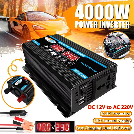 12V to 220V, Solar Charger, Dual USB, Multiple Protection