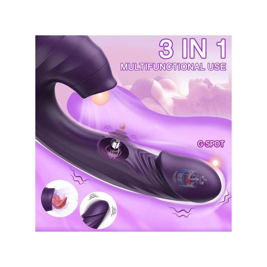 🔥 USB Rechargeable 3-in-1 Dildo Suction Cup Vibrator  🔥