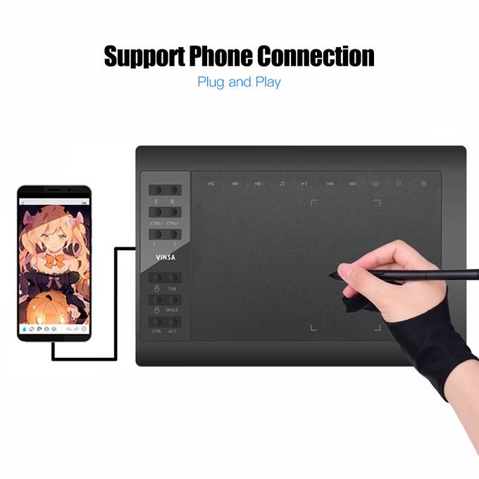 🎨 VINSA 10x6 Inch Professional Graphic Drawing Tablet
