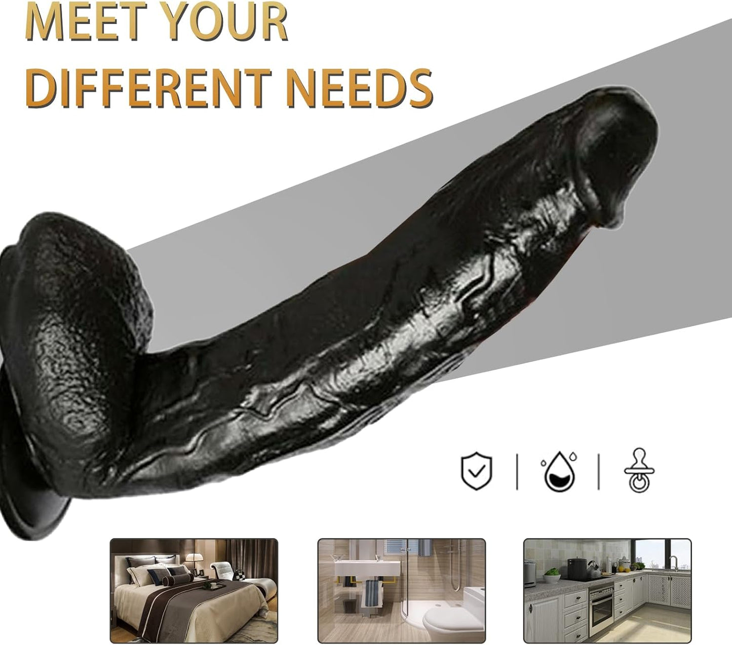 🖤 12-Inch Ultra-Realistic Silicone Dildo | XL Size | Flexible & Body-Safe | Powerful Suction Base | Adult Toy for Advanced Users