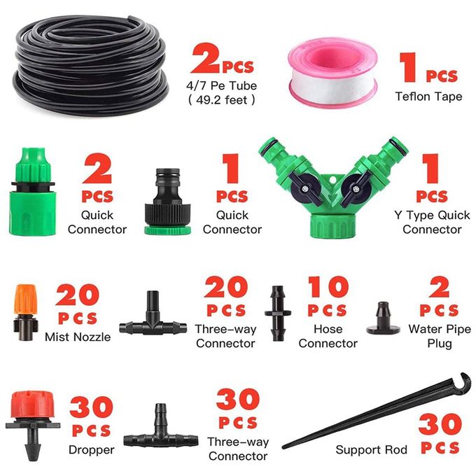 30M/100FT Drip Irrigation Kit – DIY Water Saving Automatic Irrigation Equipment Set