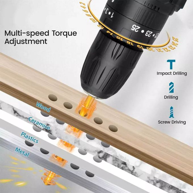 🛠️ KILIAN ETHAN 21V Cordless Impact Drill Screw Machine (10mm) with Complete Tool Kit