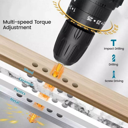 🛠️ KILIAN ETHAN 21V Cordless Impact Drill Screw Machine (10mm) with Complete Tool Kit