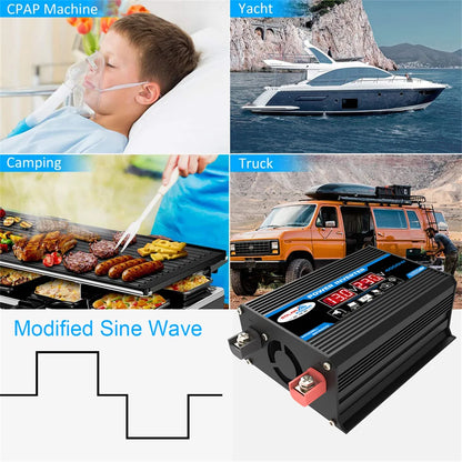 12V to 220V, Solar Charger, Dual USB, Multiple Protection