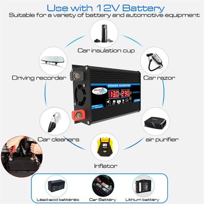 12V to 220V, Solar Charger, Dual USB, Multiple Protection