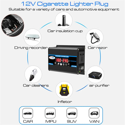 12V to 220V, Solar Charger, Dual USB, Multiple Protection