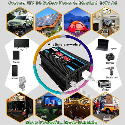 12V to 220V, Solar Charger, Dual USB, Multiple Protection