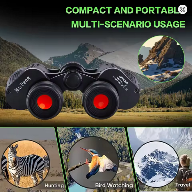 🔭 Professional 80x80 HD Long-Range Binoculars | Up to 15,000M Zoom | Night Vision | Tactical, Hunting, Birdwatching, Camping Gear