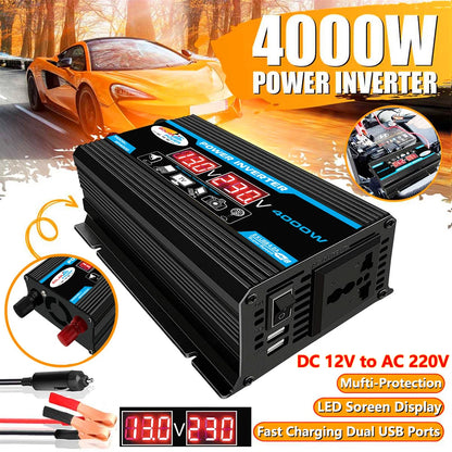 12V to 220V, Solar Charger, Dual USB, Multiple Protection