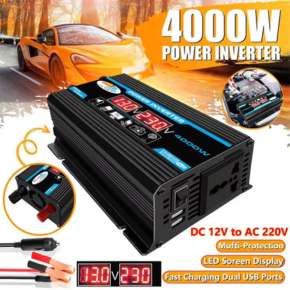 12V to 220V, Solar Charger, Dual USB, Multiple Protection